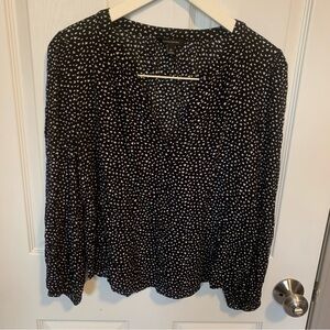 Banana Republic Black Blouse with White Micro Dot Print
